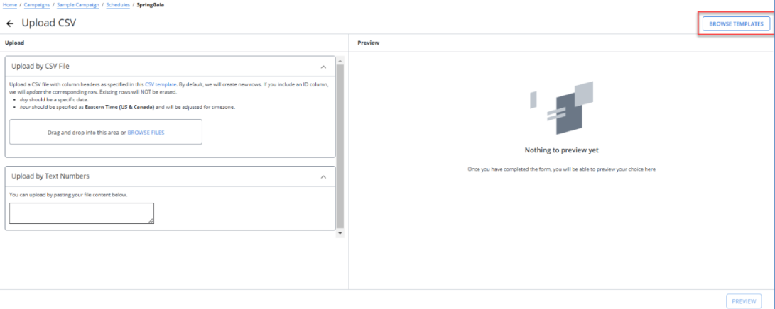 upload CSV